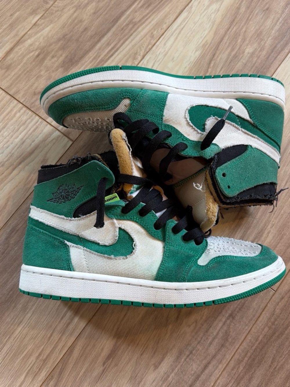 Jordan Green and White High-Top Sneakers with Black Laces